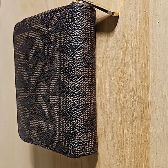 Michael Kors Brown Leather MK Monogram Wallet - Picture 3 of 4